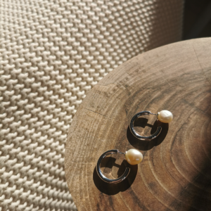 Sæt: Hoop + Pearl Baroque (Silver Colour/White)