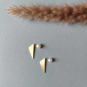 Sæt: 3D Triangle + Pearl Round (Gold Colour/White)