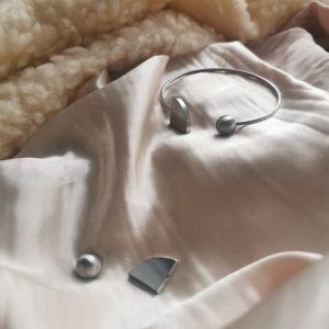 Sæt: Armbånd + Quarter circle + Sphere (Silver Colour)