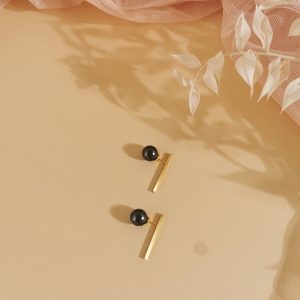 Sæt: Line + Swarovski Pearl (Gold Colour/Ash Grey)