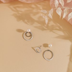 Sæt: Outline Dot + Outline Circle + Pearl Round (Silver Colour/White)