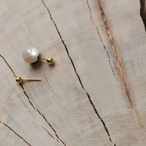 Sæt: Sphere forstykke + Pearl Round lås (Gold Colour/White)