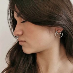 Sæt: Outline Dot + Outline Circle (Polished Silver Colour)