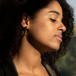 Sæt: Oval Hoop + Sphere (Gold Coloured lock)