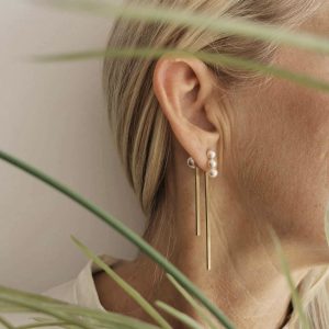 Sæt: Triple Pearl Stud Candyfloss + Parallel Lines + Candyfloss Pearl (Gold coloured lock)