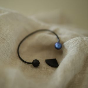 Sæt: Bracelet w. 4 end pieces (Black colour/Royal Blue)